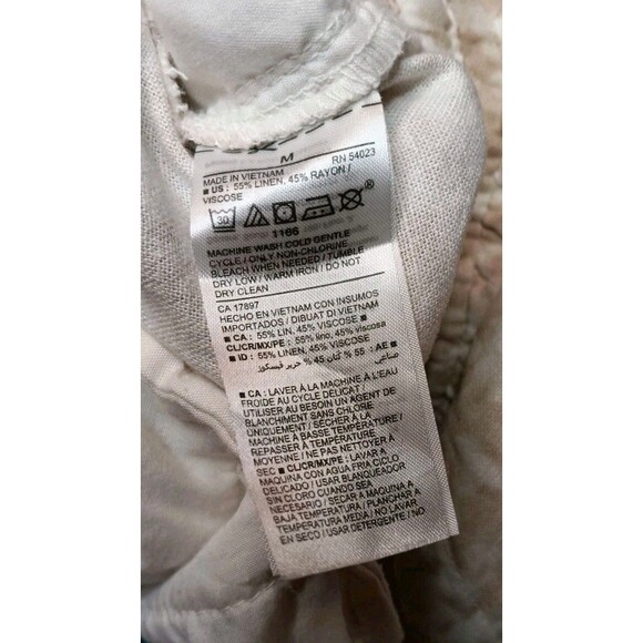 Old Navy Size Medium High-Waisted Beige Tie-Dye Linen-Blend Straight Crop Pants - Picture 6 of 10